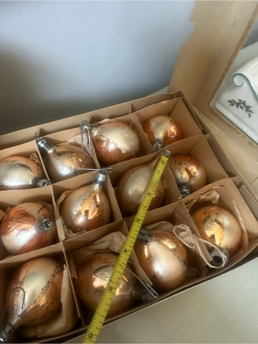 Antique Poland glass Christmas ornaments with boxes lot of 3 boxes
